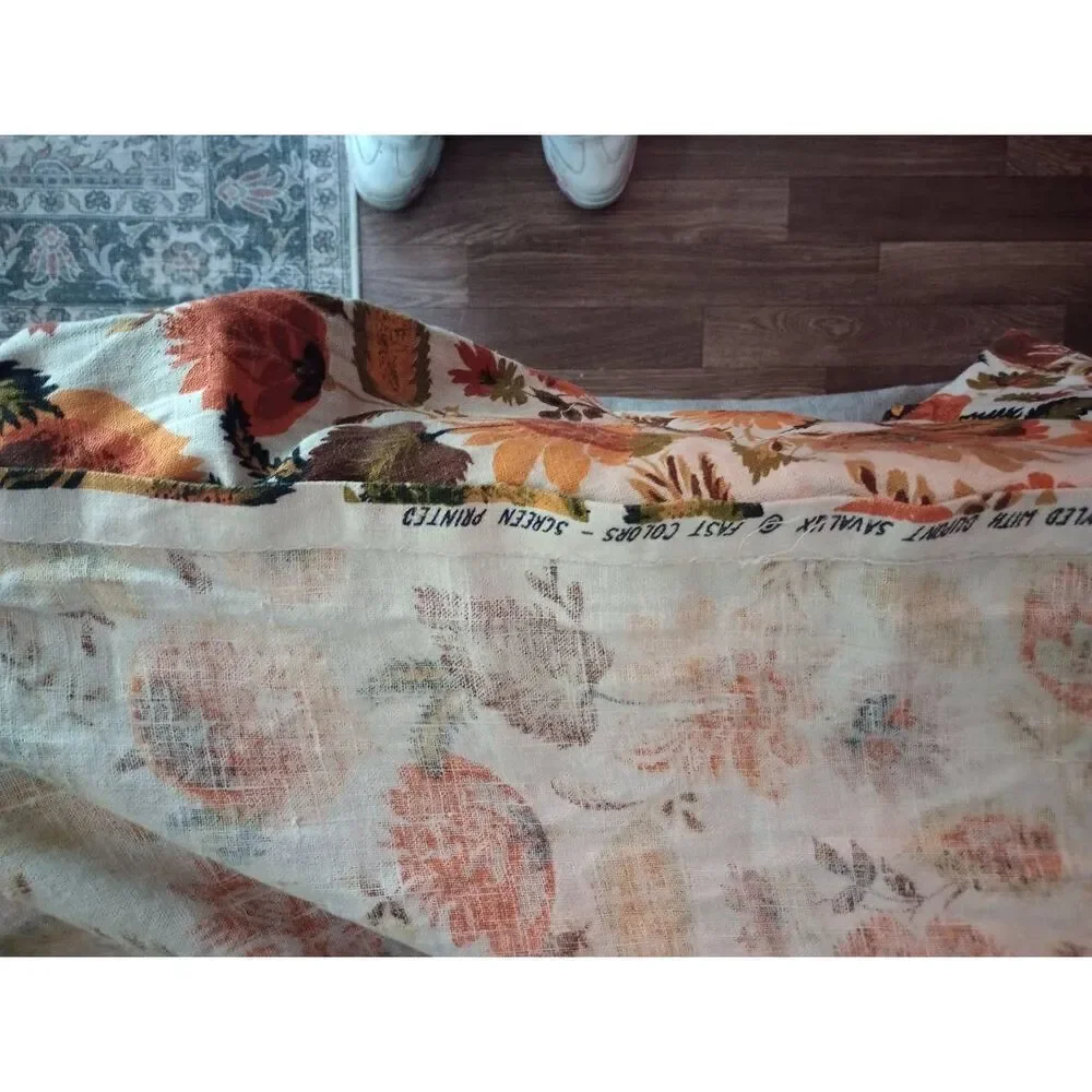 Vintage Dupont 100% linen, groovy pinch pleat curtain panel, please read